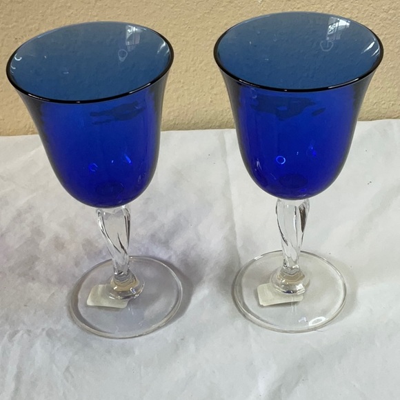 Dining Cobalt Blue Glass Goblets Poshmark